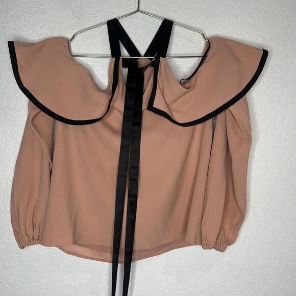 NWT Alexis Malia Off- Shoulder Blush Rose Ruffle Blouse XS Revolve - Picture 7 of 15